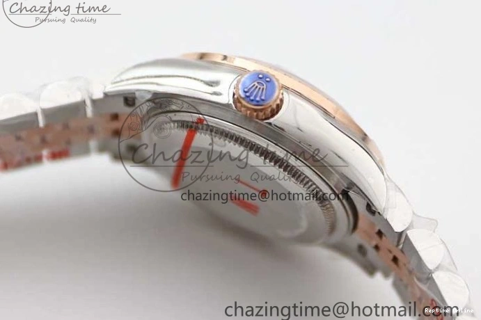 0121 Trendy Lady DateJust 28 SS RG TWF Diamonds Bezel 1:1 Best Edition White Dial Roman Markers on Jubilee Bracelet NH 2129